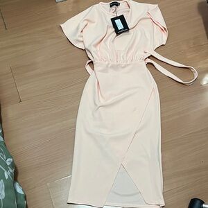 PrettyLittleThing Soft Pink Midi Dress